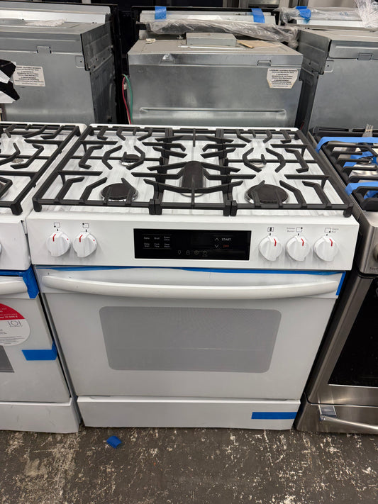 Frigidaire
30 in. 5 Burners Slide in Front Control Gas Range with Steam Clean in White