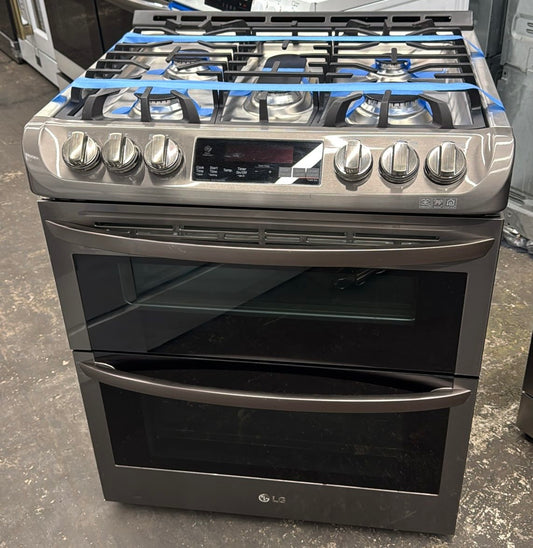 LG 30in 6.9 cu. ft. Smart wi-fi Enabled Gas Double Oven Slide-In Range with ProBake Convection and EasyClean