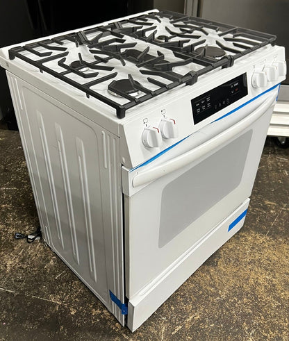 30 in. 5 Burners Slide in Front Control Gas Range with Steam Clean in White  #FCFG3062AW