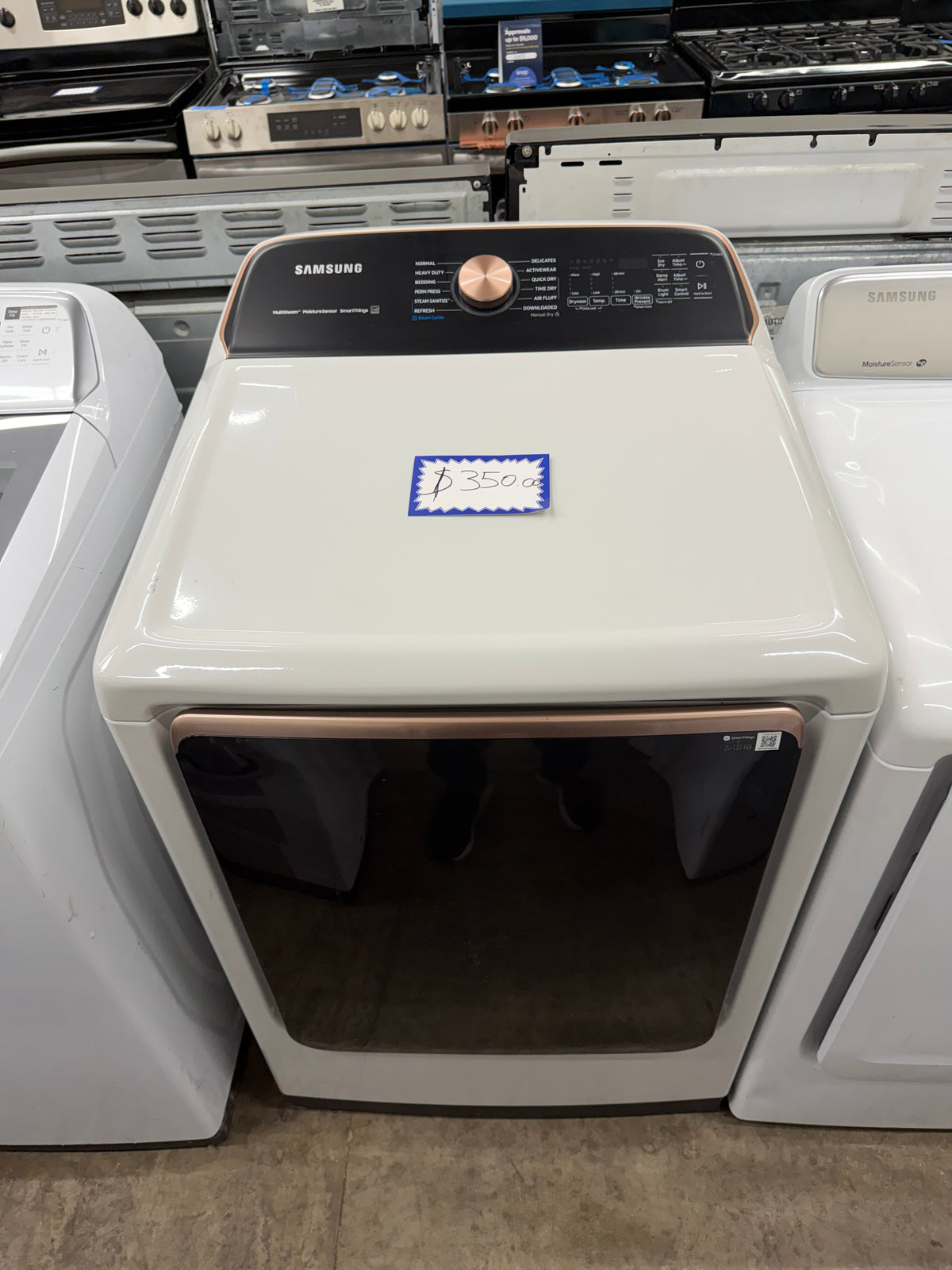 Samsung DVE52A5500W 7.4 Cu. Ft. Smart Electric Dryer with Steam Sanitize+ – White