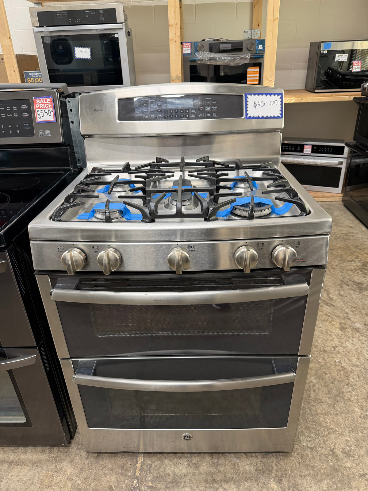 GE Profile PGB950SEF3SS Used 30” Freestanding Gas Double Oven Range