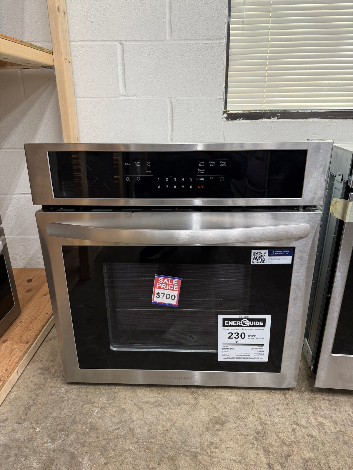 Frigidaire 3.8 Cu. Ft. Electric Single Wall Oven with Air Fry FCWS2730ASA