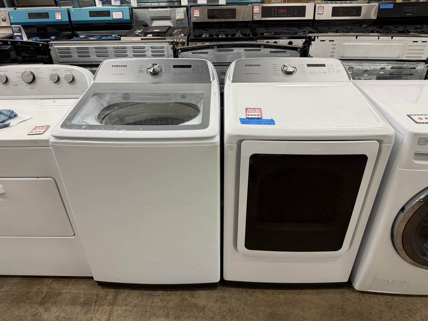 Samsung 5.0 Cu. Ft. Top Load Washer & 7.4 Cu. Ft. Electric Dryer Set – White