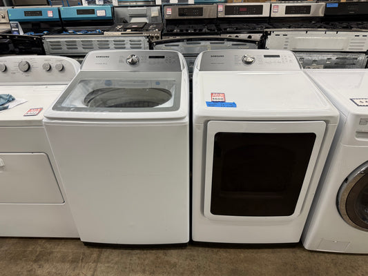Samsung 5.0 Cu. Ft. Top Load Washer & 7.4 Cu. Ft. Electric Dryer Set – White