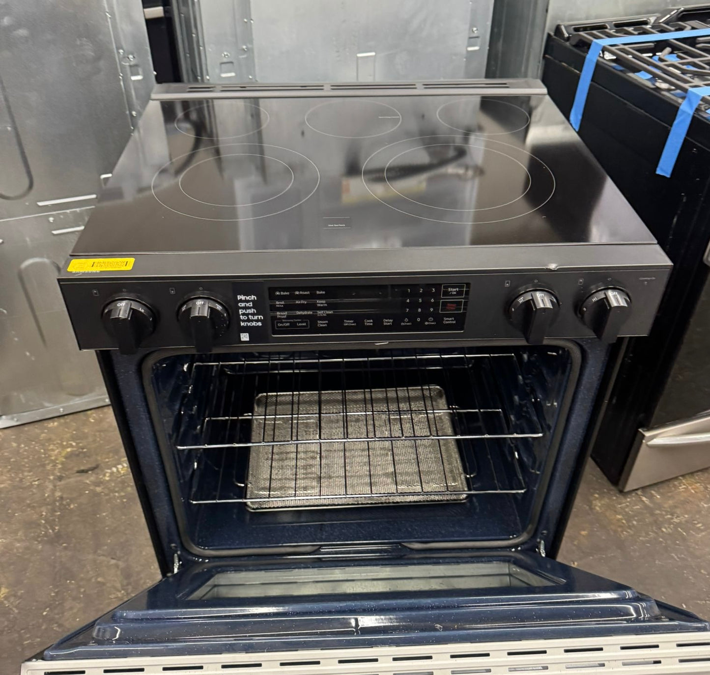 Bespoke 30 in. 5-Burner Element Smart Slide-In Electric Range  with AirFry and Safety Knobs # NSE6DG8300SR