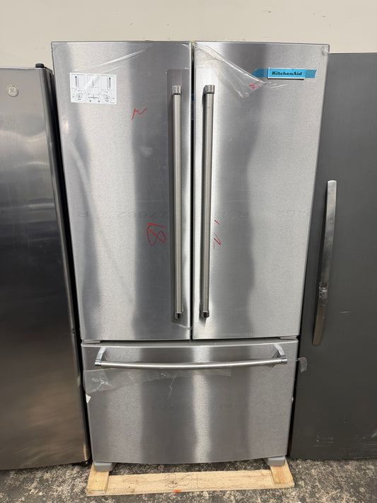 Kitchen aid 36” wide refrigerator New