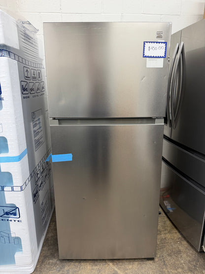 Kenmore 30 in. 18.1 cu. ft. Top Freezer Refrigerator in Stainless Look w/ E-Star, Adjustable Glass Shelves, Garage-Ready Design - Brand New Scratch and dent