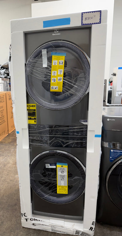 Electrolux SmartBoost Premix Electric Stacked Laundry Center with 4.5-cu ft Front load Washer and 8-cu ft Dryer- Titanium Color