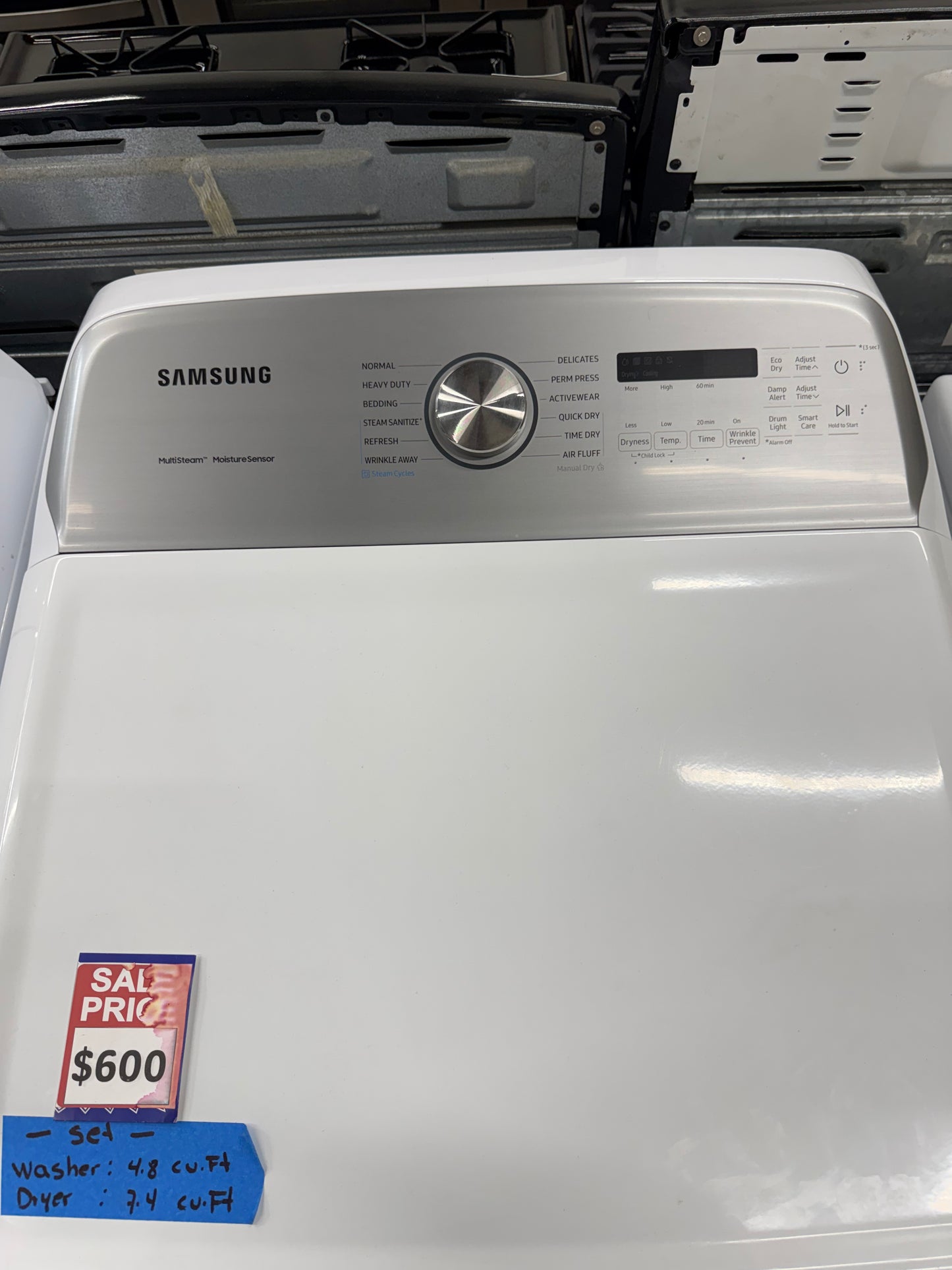 Samsung 5.0 Cu. Ft. Top Load Washer & 7.4 Cu. Ft. Electric Dryer Set – White