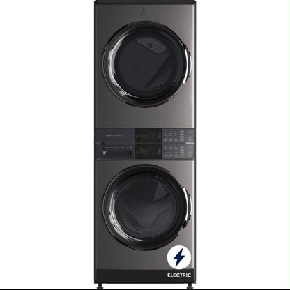 Electrolux SmartBoost Premix Electric Stacked Laundry Center with 4.5-cu ft Front load Washer and 8-cu ft Dryer- Titanium Color