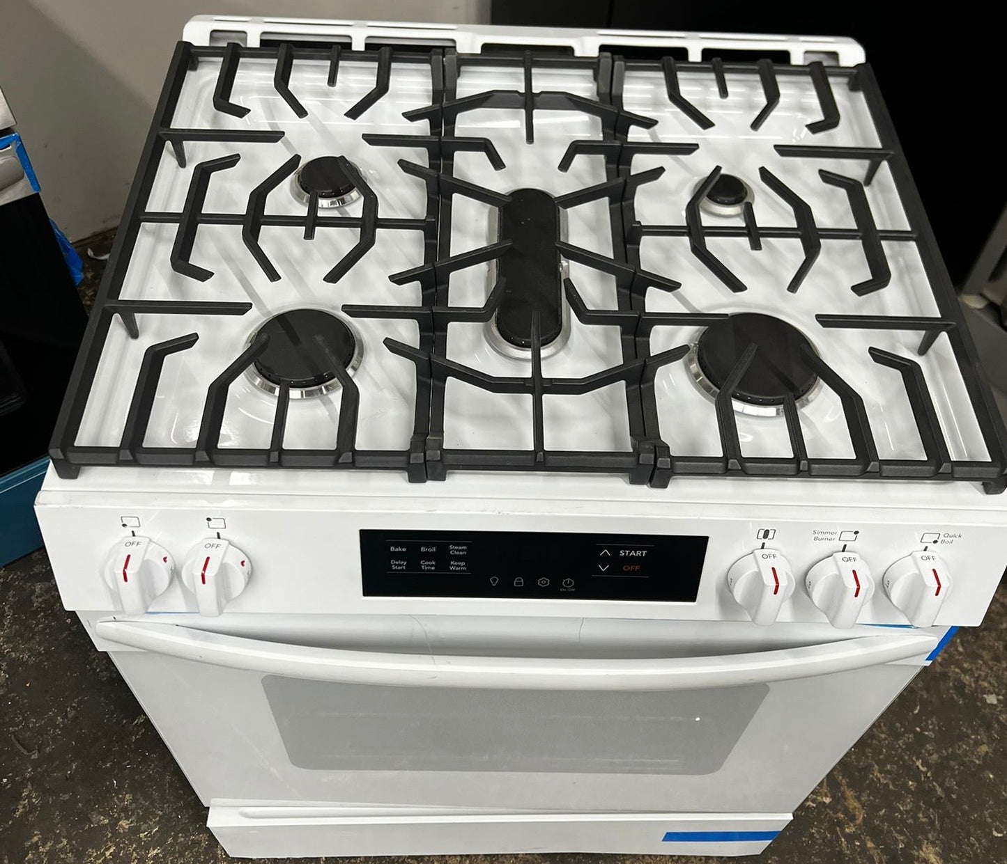30 in. 5 Burners Slide in Front Control Gas Range with Steam Clean in White  #FCFG3062AW