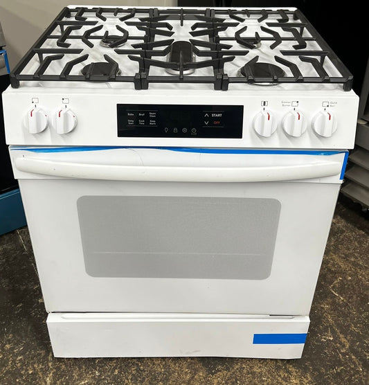 30 in. 5 Burners Slide in Front Control Gas Range with Steam Clean in White  #FCFG3062AW