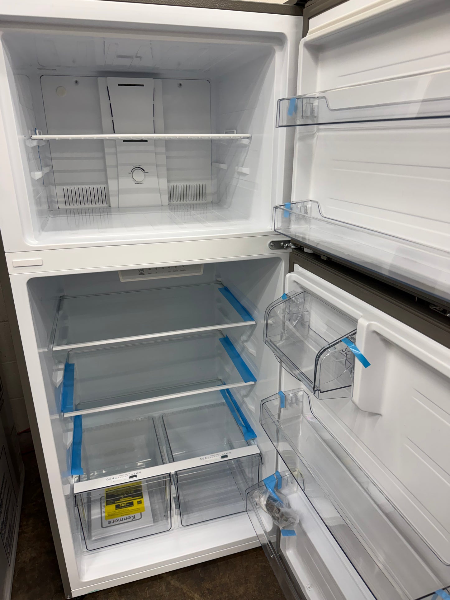 Kenmore 30 in. 18.1 cu. ft. Top Freezer Refrigerator in Stainless Look w/ E-Star, Adjustable Glass Shelves, Garage-Ready Design - Brand New Scratch and dent