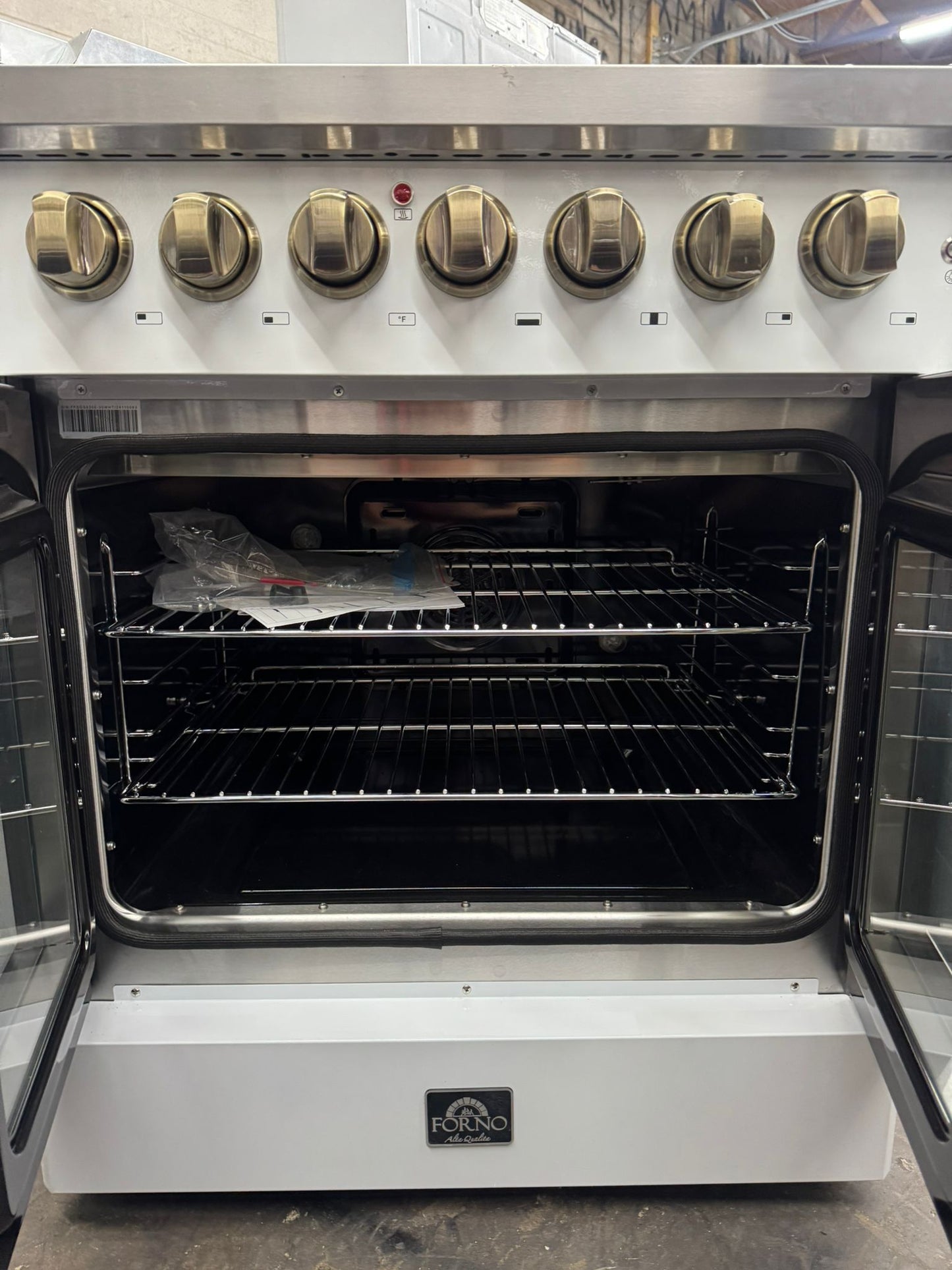 FORNO Galiano 30-in Deep recessed 5 burners Convection Oven Freestanding Dual Fuel Range ( White ) #FFSGS6356-30WHT