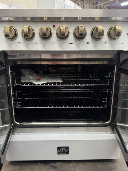 FORNO Galiano 30-in Deep recessed 5 burners Convection Oven Freestanding Dual Fuel Range ( White ) #FFSGS6356-30WHT